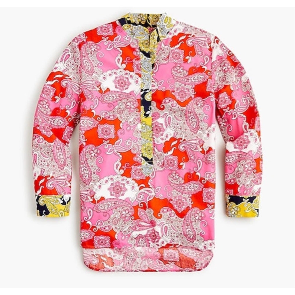 J. Crew Mockneck cotton poplin tunic